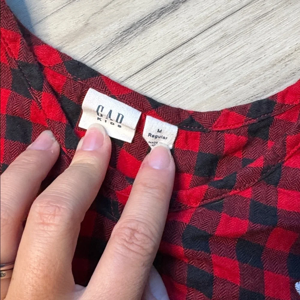 Red and Black Plaid Dress with Floral Detail